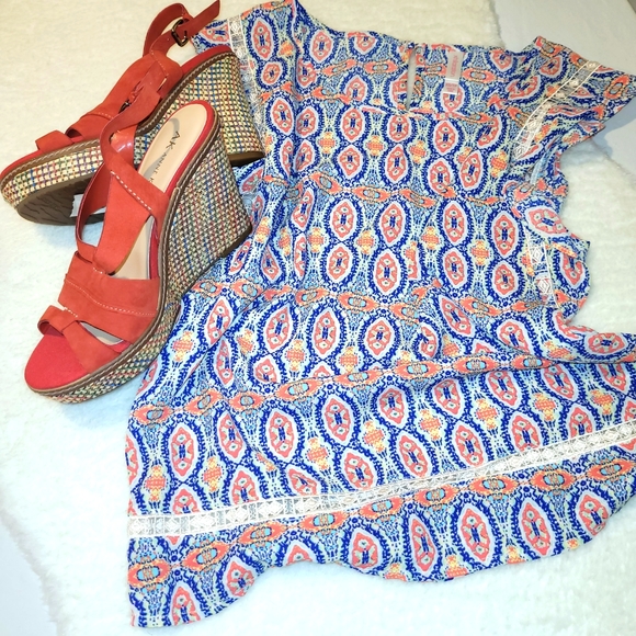 Xhilaration sleeveless print top Orange and blue Size XS - Picture 2 of 8